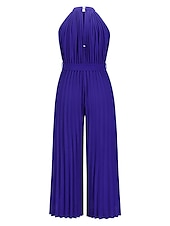 billiga Byxdräkter &amp;amp; Jumpsuits-strand bröllop jumpsuits elegant klänning bröllop gäst semester ankellång ärmlös halter hals chiffong med veck remsklänning för att imponera 2025