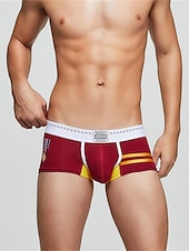 abordables Bóxer de hombre-Hombre 1 PC Boxer Slip Estampado Licra Poliéster / Algodón Lavable Cómodo Bloque de color Estampados Tiro Bajo Negro Vino