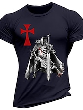 economico Magliette grafiche da uomo-Per uomo Cavalieri Templari Stampe Grafiche Fede Maglietta Maglietta grafica Cotone Maniche Corte Grafico Camicia Vinaccia Nero Bianco Maglietta comoda Vacanza Streetwear Abbigliamento di stilista