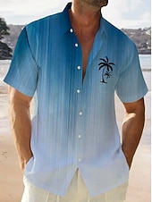 preiswerte Pflanzen Muster-Herren Blätter Hemd Knopfhemd Kurzarm Tropisch Mode Streetwear Straße Täglich Wochenende Sommer Frühling Umlegekragen Druck Button-Down Schwarz + Schwarz Gelb Blau Gray + blau Kaffee