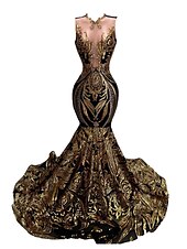 preiswerte SCHWARZ-Schwarzes Meerjungfrau Abendkleid Pailletten Elegantes Kleid Karneval Formal Gericht Zug Ärmellos Illusionshals Afroamerikanisches Maskenkleid