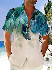 preiswerte Pflanzen Muster-Herren Blätter Hemd Knopfhemd Kurzarm Tropisch Mode Streetwear Straße Täglich Wochenende Sommer Frühling Umlegekragen Druck Button-Down Schwarz + Schwarz Gelb Blau Gray + blau Kaffee