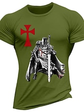 economico Magliette grafiche da uomo-Per uomo Cavalieri Templari Stampe Grafiche Fede Maglietta Maglietta grafica Cotone Maniche Corte Grafico Camicia Vinaccia Nero Bianco Maglietta comoda Vacanza Streetwear Abbigliamento di stilista