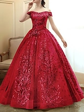 preiswerte Ballkleid-Ballkleid Partykleid Quinceanera Weihnachtskleid Prinzessinnenkleid Performance Quinceanera Bodenlanges ärmelloses schulterfreies Polyester mit Kristallapplikationen Kleid zum Beeindrucken 2025