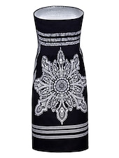 billige Sundresses-Dame Strandkjole Resort Wear Strandklær Mini kjole Trykt mønster Varmt Elegant Grafisk Stroppeløs Ermeløs Standard passform Daglig Ut på byen Flerfarget Svart 2023 Sommer Vår S M L XL