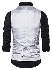 economico Costumi da Palco-Gilet classico da uomo in paillettes vestibilità su misura scollo a V monopetto a tre bottoni argento nero borgogna