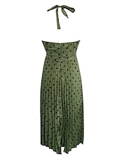 abordables Robes de vacances-robe décontractée pour femme robe swing robe à pois robe longue robe maxi robe en mousseline plissée vert noir bleu sans manches imprimé printemps été licou vacances plage tous les jours 2023 s m l xl