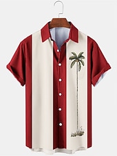 economico Piante tropicali-Per uomo Color Block Albero di cocco Piante tropicali Camicia Camicia hawaiana Camicia da bowling Manica corta Camicia Collo ripiegabile Di tendenza Stile anni &#039;50 Comodo Da mare Strada Per uscire