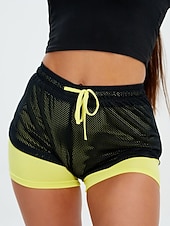 tanie Spodenki biegowe-Damskie Spodenki do biegania Spodenki na siłownię Spodenki do jogi Ściągana na sznurek 2 w 1 z wkładką Doły Obuwie sportowe Oddychający Szybkie wysychanie Odvádí pot Joga Zdatność Trening w siłowni