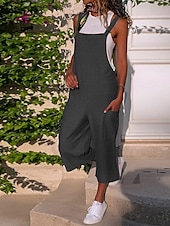 preiswerte Overall-Damen Normal Latzhose Strassenmode Feste Farbe Gurt U-Ausschnitt Tasche Urlaub Täglich Regular Fit Schwarz Wein Armeegrün Sommer