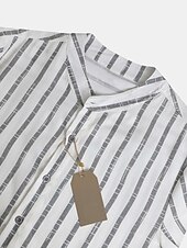 economico Camicie di lino-Per uomo Maglietta informale Camicia estiva Camicia da spiaggia Bianco Rosa Blu Manica lunga A strisce Colletto Primavera estate Hawaiano Per eventi Abbigliamento Stampa