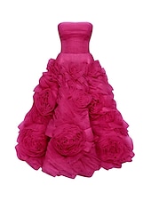 cheap Prom Dresses-Beach Wedding A-Line Prom Dresses Floral Dress Wedding Guest Quinceanera Ankle Length Sleeveless Strapless Tulle Backless with Ruched 2025