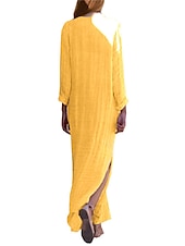 economico disegnare abiti in cotone e lino-Per donna Abito casual Vestito maxi Stampa Essenziale Informale Giornaliero Da mare A V Manica lunga Estate Primavera Autunno Giallo Azzurro cielo Fiore decorativo