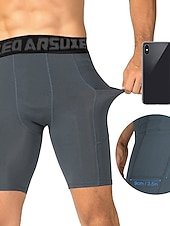 cheap Men's Shorts, Tights &amp; Pants-Men's Running Tight Shorts Compression Shorts Yoga Shorts Spandex Shorts with Phone Pocket High Waist Base Layer Athletic Summer Spring Spandex 4 Way Stretch Quick Dry Power Flex Breathable Gym
