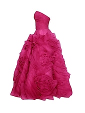 cheap Prom Dresses-Beach Wedding A-Line Prom Dresses Floral Dress Wedding Guest Quinceanera Ankle Length Sleeveless Strapless Tulle Backless with Ruched 2025