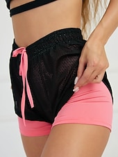 tanie Spodenki biegowe-Damskie Spodenki do biegania Spodenki na siłownię Spodenki do jogi Ściągana na sznurek 2 w 1 z wkładką Doły Obuwie sportowe Oddychający Szybkie wysychanie Odvádí pot Joga Zdatność Trening w siłowni