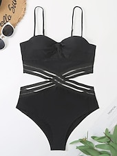 billiga One-piece-baddräkter-Dam Vanligt Badkläder En bit Monokini Wrap Baddräkt Utklippt Standkläder Sommar Slät Ärmlös Baddräkter