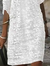 levne Bílé krajkové šaty-Dámské Bílá Léto Jaro Midi šaty Úpletové šaty Elegantní Dovolená Denní Běžný Tričkový