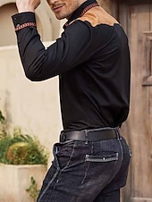billiga västernskjortor för män-Herr Grafiska tryck Cowboy Skjorta Västerländsk skjorta Cowboyskjorta Långärmad Mode Streetwear Designer Utomhus Dagligen Höst vinter Nedvikt Mönster Svart Rubinrött Blå Kaki