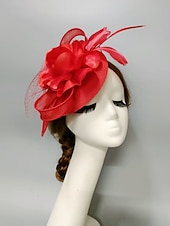 preiswerte Faszinator-Fascinators Kentucky Derby Hut Kopfbedeckung Kopfbedeckung Federn Netzschleier Hut Herbsthochzeit Damentag Cocktail Royal Astcot mit Kappe Blumenkopfbedeckung Kopfbedeckung