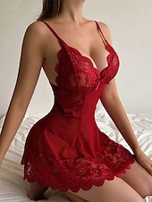 billiga Sexiga damunderkläder-nattlinne för kvinnor klänning i ren färg enkel avslappnad mjuk hem daglig säng polyester remmar som andas ärmlösa rygglösa sommar vår hem outfits
