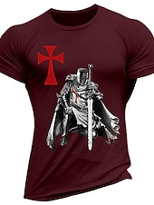 economico Magliette grafiche da uomo-Per uomo Cavalieri Templari Stampe Grafiche Fede Maglietta Maglietta grafica Cotone Maniche Corte Grafico Camicia Vinaccia Nero Bianco Maglietta comoda Vacanza Streetwear Abbigliamento di stilista
