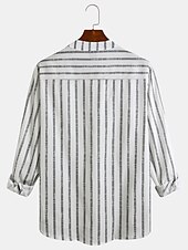 economico Camicie di lino-Per uomo Maglietta informale Camicia estiva Camicia da spiaggia Bianco Rosa Blu Manica lunga A strisce Colletto Primavera estate Hawaiano Per eventi Abbigliamento Stampa