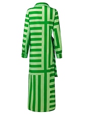 abordables Robes décontractées-robe chemise femme moulante robe portefeuille maxi robe longue extérieur mode quotidienne bohème col chemise froncé fendu manches longues été automne printemps 2023 coupe régulière violet orange vert