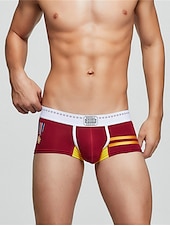 abordables Bóxer de hombre-Hombre 1 PC Boxer Slip Estampado Licra Poliéster / Algodón Lavable Cómodo Bloque de color Estampados Tiro Bajo Negro Vino