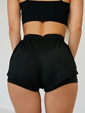 tanie Spodenki biegowe-Damskie Spodenki do biegania Spodenki na siłownię Spodenki do jogi Ściągana na sznurek 2 w 1 z wkładką Doły Obuwie sportowe Oddychający Szybkie wysychanie Odvádí pot Joga Zdatność Trening w siłowni