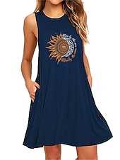 abordables Camisones y camisas de dormir para mujeres-Camisón de talla grande para mujer, camisón, vestido con flores, básico, informal, cómodo, para el hogar, para vacaciones, de algodón, transpirable, cuello redondo, sin mangas, con bolsillo, para