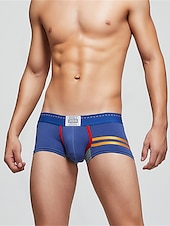abordables Bóxer de hombre-Hombre 1 PC Boxer Slip Estampado Licra Poliéster / Algodón Lavable Cómodo Bloque de color Estampados Tiro Bajo Negro Vino