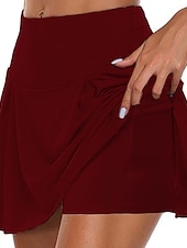 お買い得  スポーツドレスとスカート-女性用 テニススカート ゴルフスカート サイドポケット 2 イン 1 日焼け防止 ヨガ フィットネス テニス スコート ルビーレッド バーガンディー パープル スパンデックス スポーツ アクティブウェア 高弾性