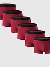 baratos Moda Íntima para Homem Confortável-Homens Pacote com 6 Cuecas boxer Roupa Íntima Boxers Algodão Respirável Tecido Preto Azul