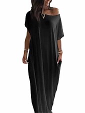cheap Women&#039;s Nightgowns &amp; Sleepshirts-Women&#039;s Pajamas Nightgown Dress Pure Color Simple Casual Soft Home Daily Bed Polyester Breathable Short Sleeve Pocket Summer Spring