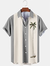economico Piante tropicali-Per uomo Color Block Albero di cocco Piante tropicali Camicia Camicia hawaiana Camicia da bowling Manica corta Camicia Collo ripiegabile Di tendenza Stile anni &#039;50 Comodo Da mare Strada Per uscire