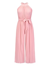 billiga Byxdräkter &amp;amp; Jumpsuits-strand bröllop jumpsuits elegant klänning bröllop gäst semester ankellång ärmlös halter hals chiffong med veck remsklänning för att imponera 2025