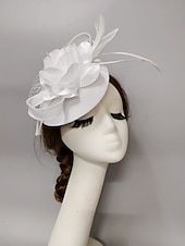 preiswerte Faszinator-Fascinators Kentucky Derby Hut Kopfbedeckung Kopfbedeckung Federn Netzschleier Hut Herbsthochzeit Damentag Cocktail Royal Astcot mit Kappe Blumenkopfbedeckung Kopfbedeckung