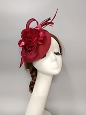 preiswerte Faszinator-Fascinators Kentucky Derby Hut Kopfbedeckung Kopfbedeckung Federn Netzschleier Hut Herbsthochzeit Damentag Cocktail Royal Astcot mit Kappe Blumenkopfbedeckung Kopfbedeckung