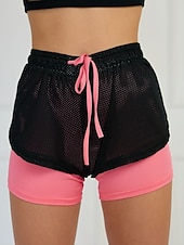 tanie Spodenki biegowe-Damskie Spodenki do biegania Spodenki na siłownię Spodenki do jogi Ściągana na sznurek 2 w 1 z wkładką Doły Obuwie sportowe Oddychający Szybkie wysychanie Odvádí pot Joga Zdatność Trening w siłowni