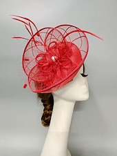 levne Fascinátory-fascinators kentucky derby klobouk pokrývka hlavy pokrývka hlavy perla peří závoj klobouk svatební dámy den koktejl královský astcot s perlou perlou pokrývka hlavy pokrývka hlavy