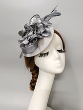 preiswerte Faszinator-Fascinators Kentucky Derby Hut Kopfbedeckung Kopfbedeckung Federn Netzschleier Hut Herbsthochzeit Damentag Cocktail Royal Astcot mit Kappe Blumenkopfbedeckung Kopfbedeckung