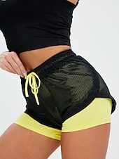 tanie Spodenki biegowe-Damskie Spodenki do biegania Spodenki na siłownię Spodenki do jogi Ściągana na sznurek 2 w 1 z wkładką Doły Obuwie sportowe Oddychający Szybkie wysychanie Odvádí pot Joga Zdatność Trening w siłowni