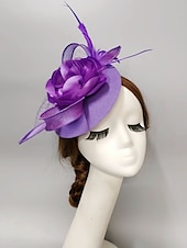 preiswerte Faszinator-Fascinators Kentucky Derby Hut Kopfbedeckung Kopfbedeckung Federn Netzschleier Hut Herbsthochzeit Damentag Cocktail Royal Astcot mit Kappe Blumenkopfbedeckung Kopfbedeckung