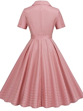 levne Šaty-Retro 50. léta Rockabilly Ke kolenům Houpací šaty Flare šaty Košilové šaty S páskem Pléd Dámské Karneval Plesová maškaráda Čajový dýchánek Běžné / Denní Retro tematická párty Dospělé Šaty Jaro léto