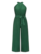 billiga Byxdräkter &amp;amp; Jumpsuits-strand bröllop jumpsuits elegant klänning bröllop gäst semester ankellång ärmlös halter hals chiffong med veck remsklänning för att imponera 2025