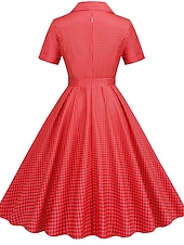levne Šaty-Retro 50. léta Rockabilly Ke kolenům Houpací šaty Flare šaty Košilové šaty S páskem Pléd Dámské Karneval Plesová maškaráda Čajový dýchánek Běžné / Denní Retro tematická párty Dospělé Šaty Jaro léto