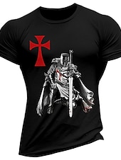economico Magliette grafiche da uomo-Per uomo Cavalieri Templari Stampe Grafiche Fede Maglietta Maglietta grafica Cotone Maniche Corte Grafico Camicia Vinaccia Nero Bianco Maglietta comoda Vacanza Streetwear Abbigliamento di stilista