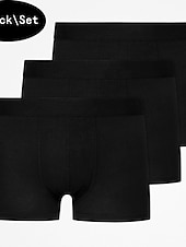 economico Boxer da uomo-Per uomo 3 pezzi Slip boxer Biancheria intima Slip Boxer Cotone Traspirante Liscio Nero