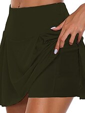 お買い得  スポーツドレスとスカート-女性用 テニススカート ゴルフスカート サイドポケット 2 イン 1 日焼け防止 ヨガ フィットネス テニス スコート ルビーレッド バーガンディー パープル スパンデックス スポーツ アクティブウェア 高弾性